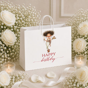 Quirky Humour Woman Marsala Script Birthday gift b Large Gift Bag
