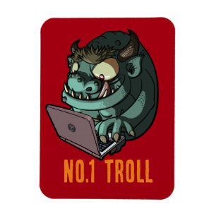 Quirky Internet Troll Number 1 Laptop Cartoon Magnet