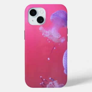 Quirky Jellyfish in the Pink Water iPhone 15 Case