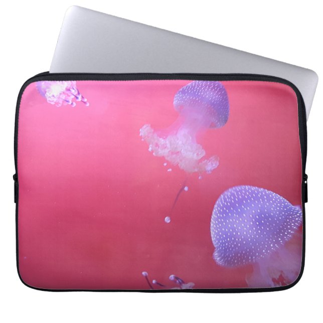 Quirky Jellyfish in the Pink Water Laptop Sleeve (Front)