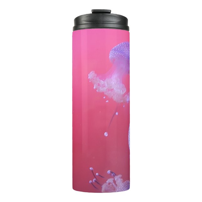 Quirky Jellyfish in the Pink Water Thermal Tumbler (Front)