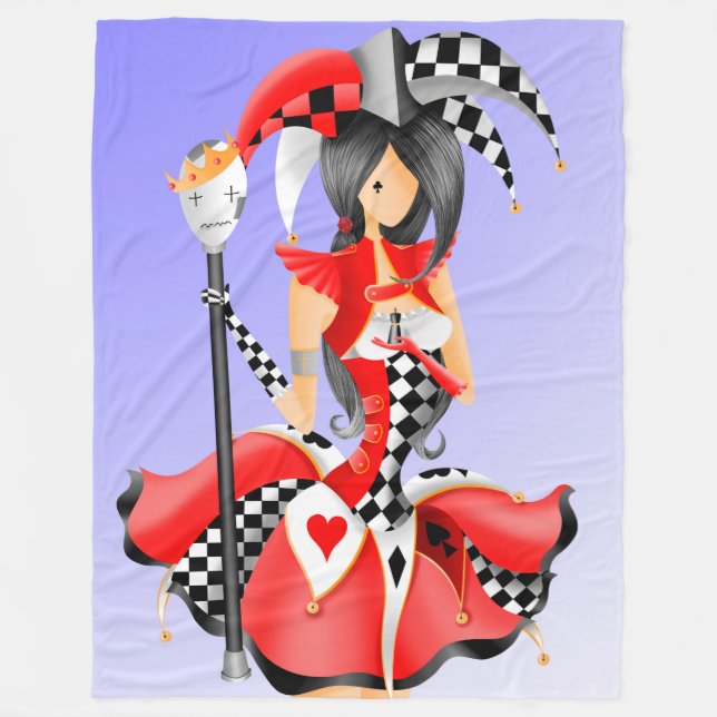 quirky jester and puppet king  fleece blanket (Front)