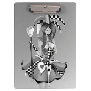 Quirky Jester and Puppet King Grey Clipboard