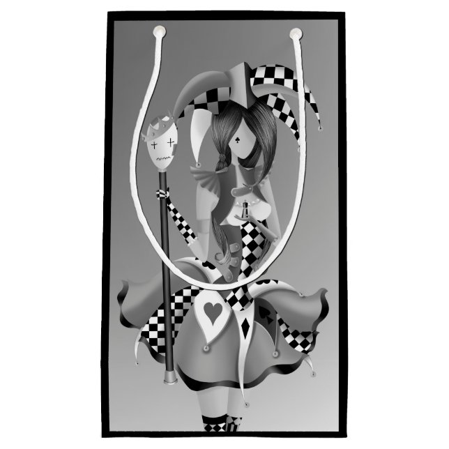 Quirky Jester and puppet king  Small Gift Bag (Front)