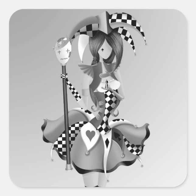 Quirky Jester and Puppet King  Square Sticker (Front)