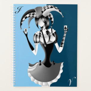 Quirky Jester Holding two Playing Cards Planner