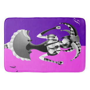 Quirky Jester pink and purple Bath Mat