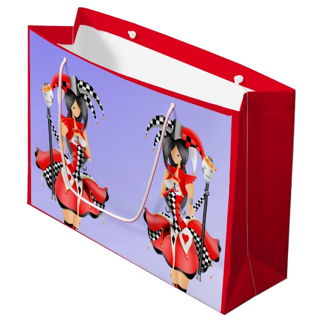 Quirky Jester & Puppet King  Large Gift Bag (Front Angled)