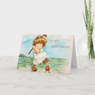 Quirky Kitschy Golf Themed Valentine, circa 1915 Card