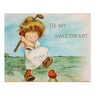 Quirky Kitschy Golf Themed Valentine, circa 1915 Poster
