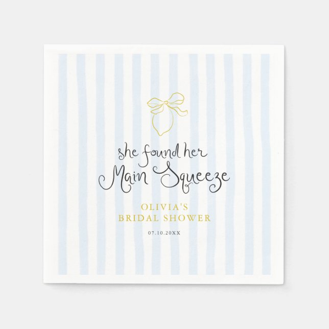 Quirky Lemon Main Squeeze Bridal Shower Napkin (Front)
