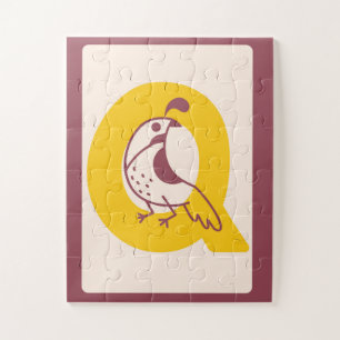 Quirky Letter "Q" Quail Alphabet Art Print Jigsaw Puzzle