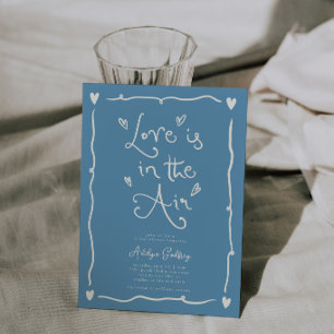 Quirky Love Is In the Air Bridal Shower Denim Blue Invitation