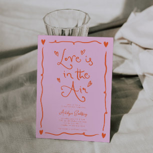 Quirky Love Is In the Air Bridal Shower Orange Invitation