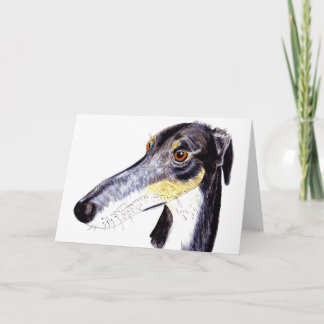 Quirky lurcher/ greyhound greetings card