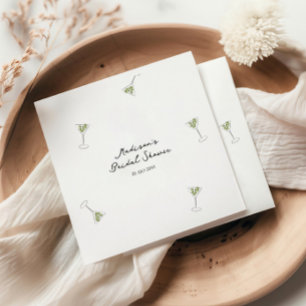Quirky Martini Bow Hand Drawn Bridal Shower Napkin