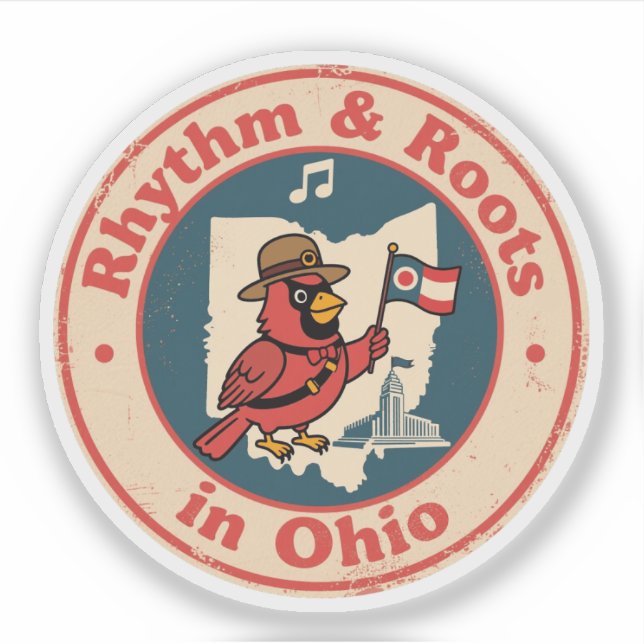 Quirky Midwest Pride Cardinal with Ohio Flag (Front)