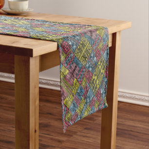 Quirky-Modern Bauhaus Geometric Pattern Short Table Runner