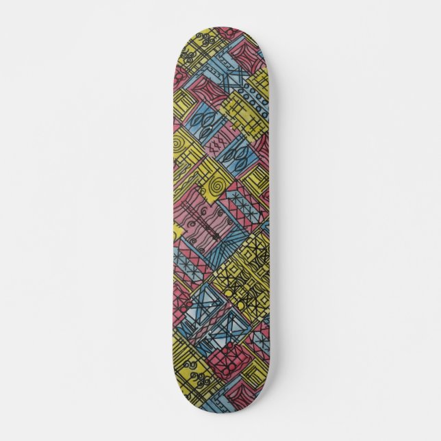 Quirky-Modern Bauhaus Geometric Pattern Skateboard (Front)