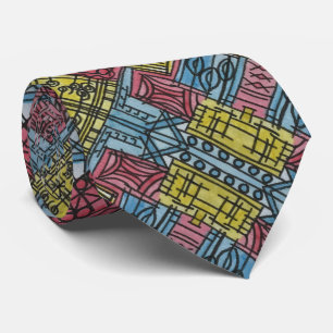 Quirky-Modern Bauhaus Geometric Pattern Tie