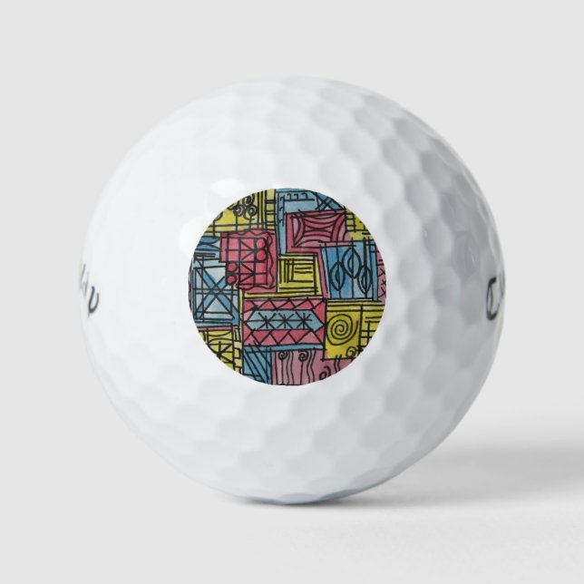Quirky-Modern Watercolor Art Golf Balls (Front)