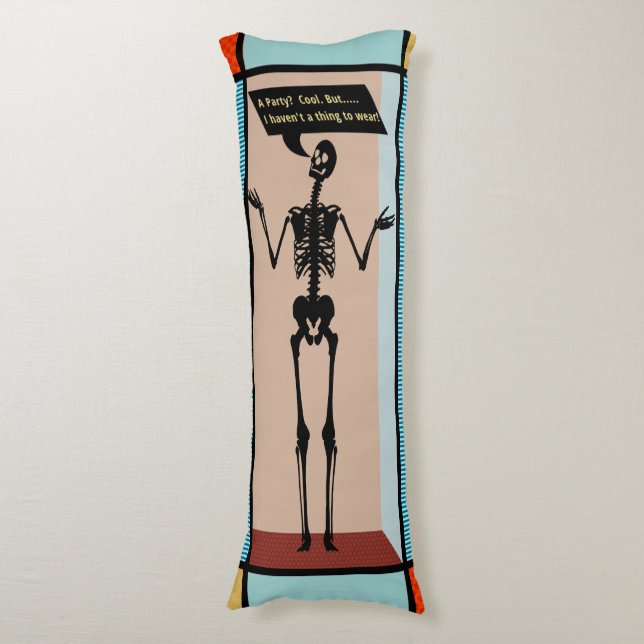 Quirky Mondrian Skeleton - Has Nothing to Wear Body Cushion (Front Vertical)