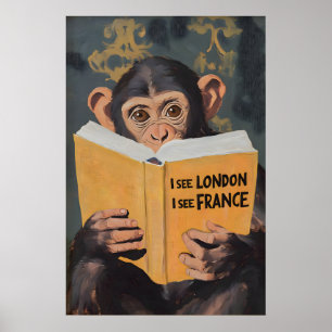 Quirky Monkey Bathroom Wall Art Print 'I See