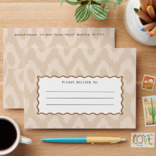 Quirky Natural Beige Ogee Pattern Wavy Line Label Envelope