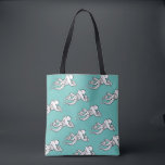 Quirky Octopus Sketches Pattern Teal Tote Bag<br><div class="desc">Quirky black and white octopus pattern on teal background.</div>