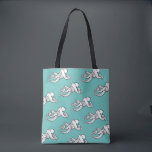 Quirky Octopus Sketches Pattern Teal Tote Bag<br><div class="desc">Quirky black and white octopus pattern on teal background.</div>