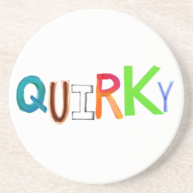 Quirky odd unusual unique fun colourful art word coaster (Front)