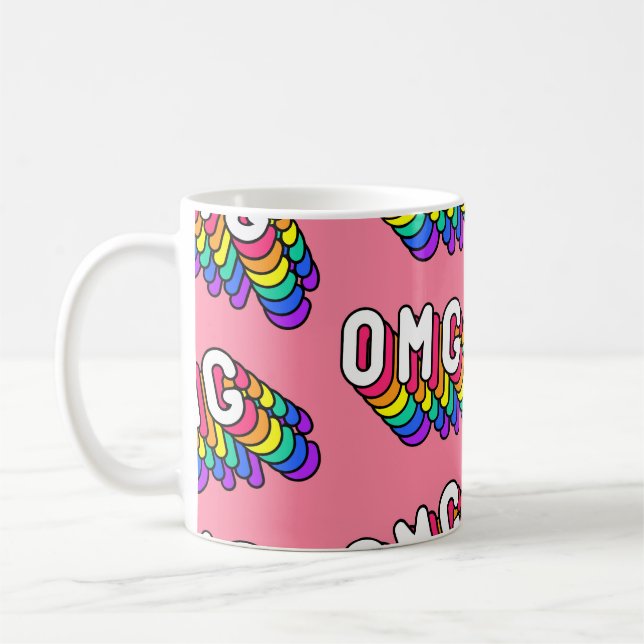 Quirky OMG Pink Comic Wallpaper Coffee Mug (Left)