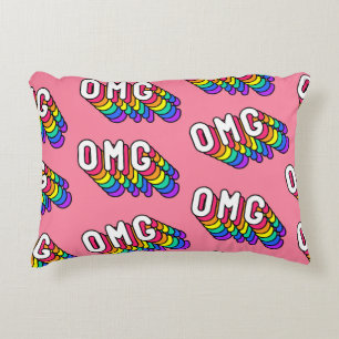 Quirky OMG Pink Comic Wallpaper Decorative Cushion