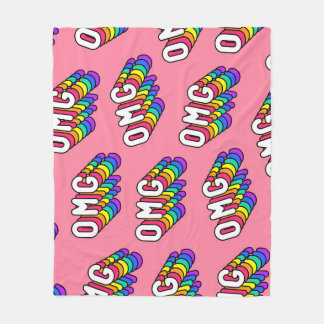 Quirky OMG Pink Comic Wallpaper Fleece Blanket