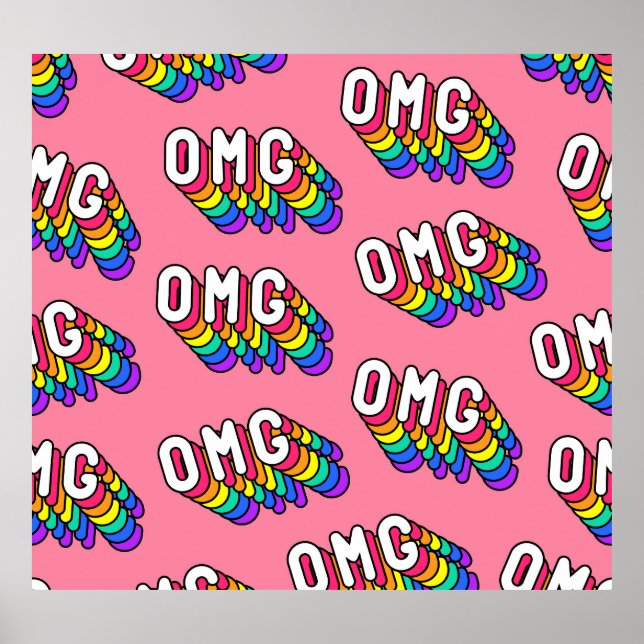 Quirky OMG Pink Comic Wallpaper Poster (Front)