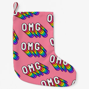 Quirky OMG Pink Comic Wallpaper Small Christmas Stocking