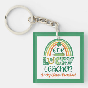 Quirky One Lucky Teacher St Patrick's Day Key Ring