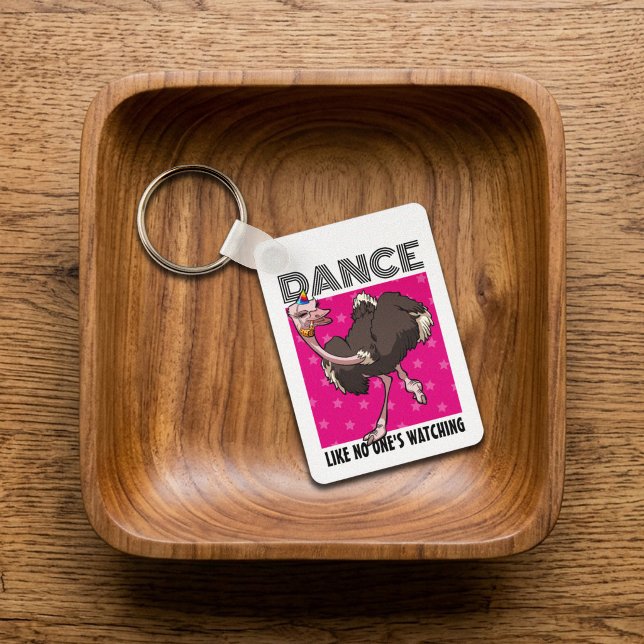 Quirky Ostrich Dance Like No One's Watching Design Key Ring (Creator Uploaded)