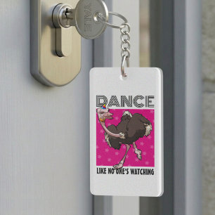 Quirky Ostrich Dance Like No One's Watching Design Key Ring