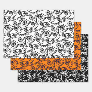 Quirky Paisley Eye Pattern Creepy Funny Halloween Wrapping Paper Sheet