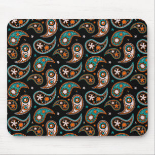 Quirky Paisley Turquoise and Orange Mouse Mat