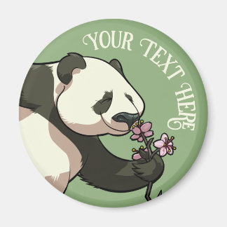 Quirky Panda Add Your Text Cherry Blossom Artwork Magnet