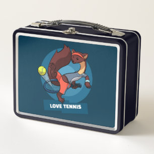 Quirky Pine Marten Love Tennis Trick Shot Artwork Metal Lunch Box