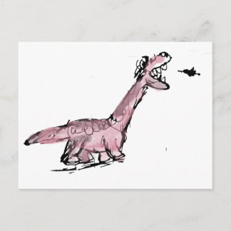 Quirky Pink Dinosaur Postcard