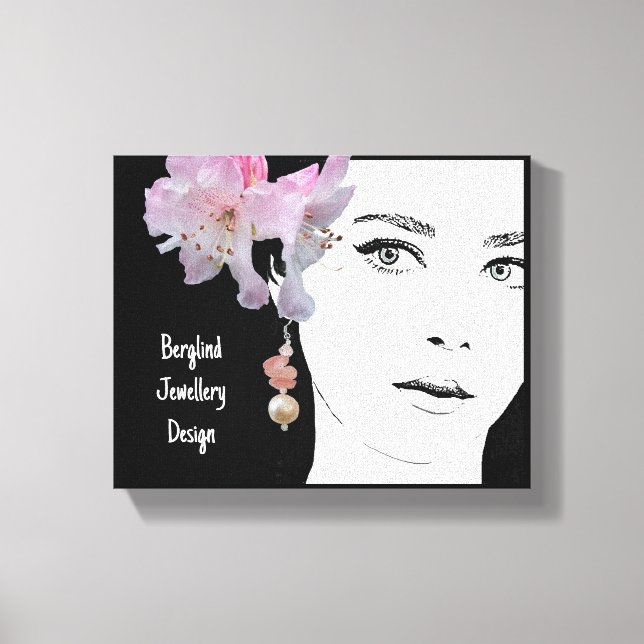 Quirky pretty girl face fashion illustration art canvas print (Front)