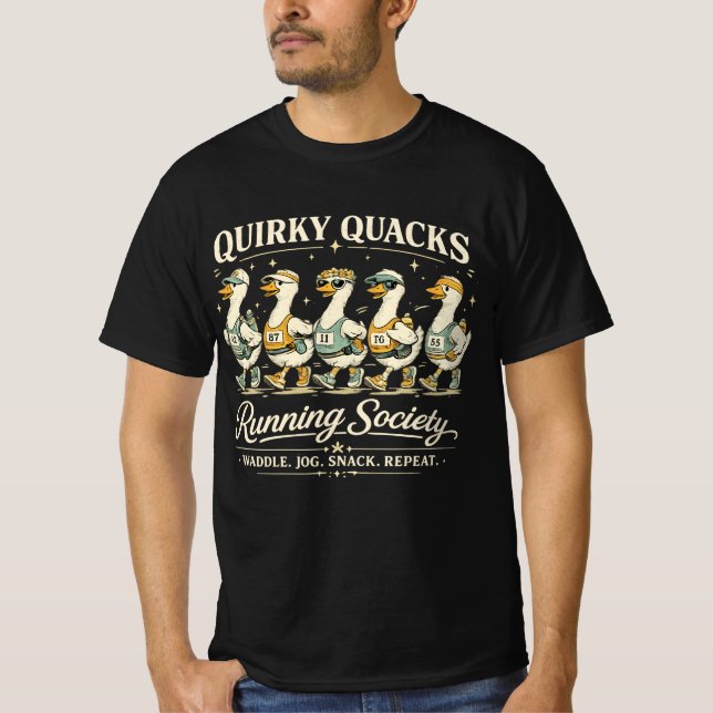 Quirky Quacks Running Society Funny Runner Tee (Front)