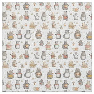 Quirky Quarters: Whimsy Hippo Fabric