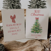 Quirky Red Green Christmas Bow Tree Non-Photo