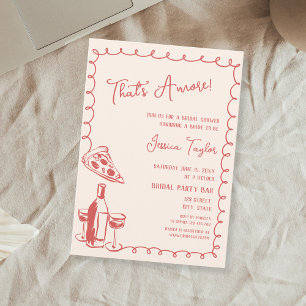 Quirky Red Hand Drawn Bridal Brunch That's Amore Invitation