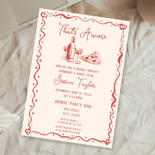 Quirky Red Hand Drawn Bridal Brunch That's Amore Invitation